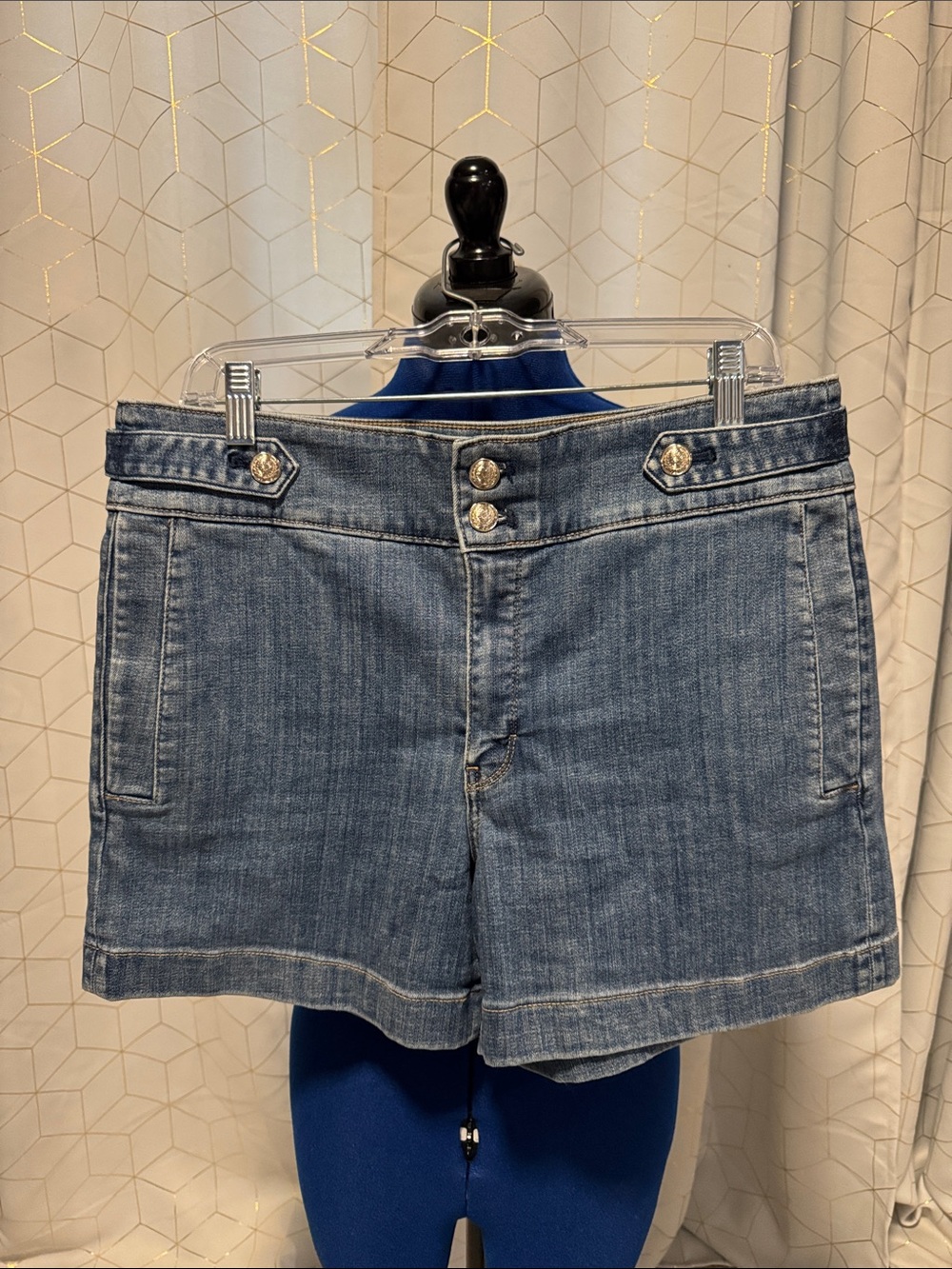 White House Black Market Blue Denim High-Rise Jean Shorts